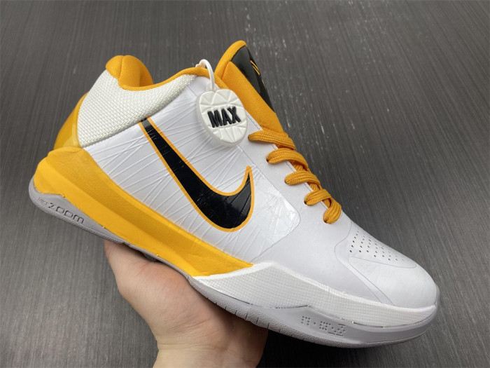 nike zoom kobe 5 white black yellow 386430-104