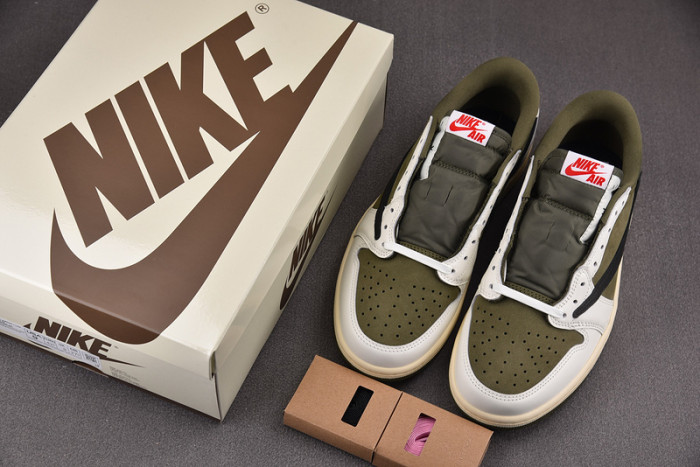 travis scott x air jordan 1 low og medium olive dm7866-200