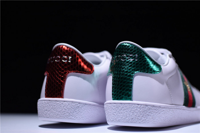 g*u*i ace embroidered low-top sneaker white with bee